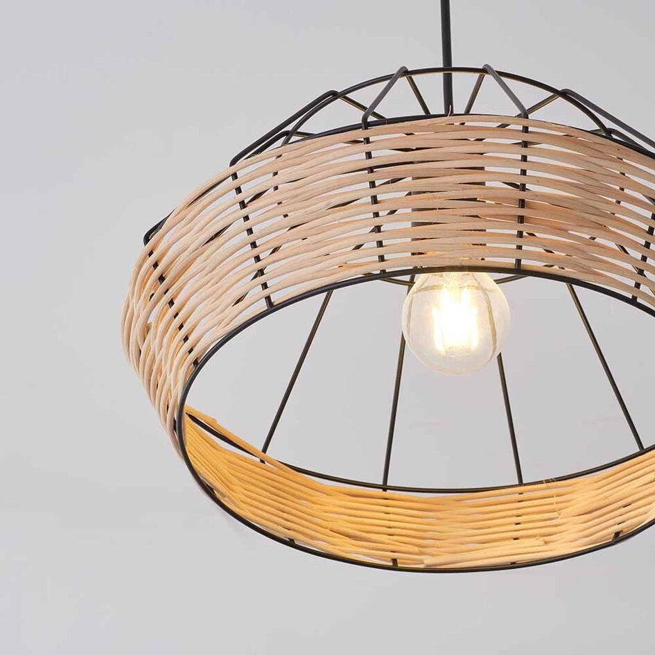 Lampe suspendue industrielle en rotin - Mimbre