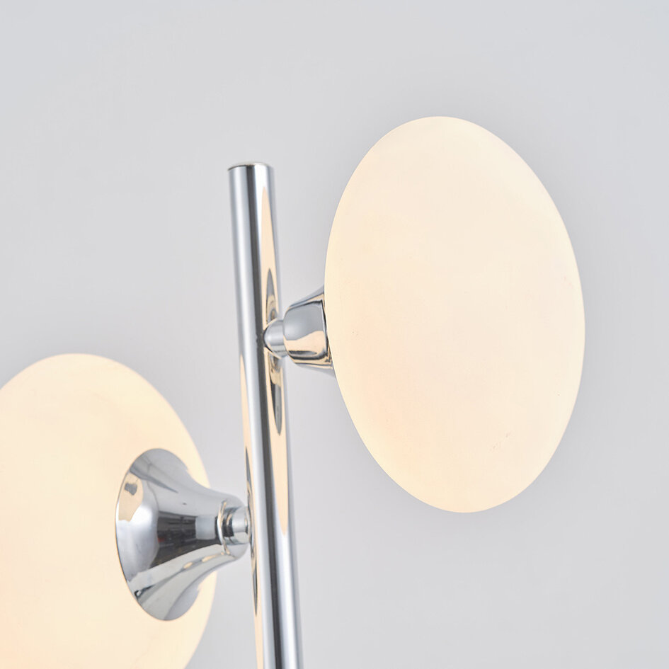 Lampe de table avec verre de lait, 2 lumières - Chrome