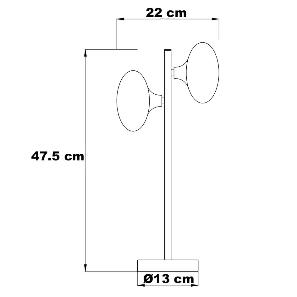 Lampe à poser Kroom 2 lumières avec verre opalin