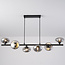 Lampe suspendue avec verre fumé, 6 lumières - Ovais
