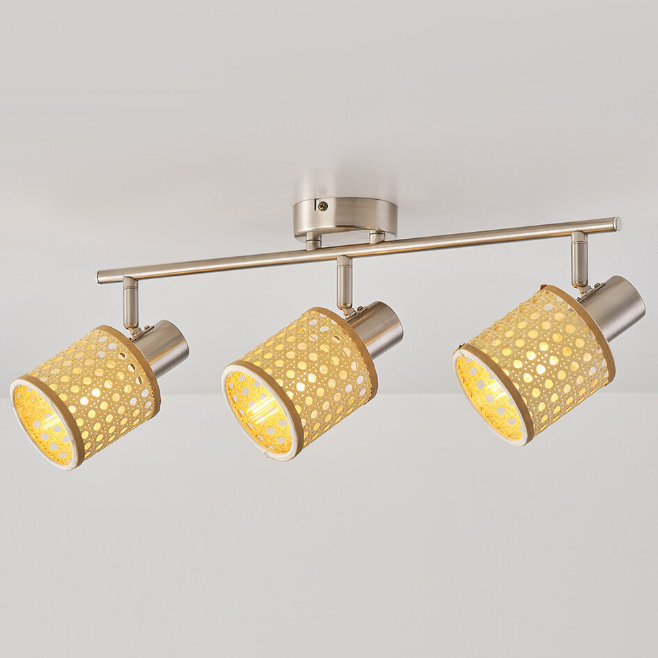 Bohemian rotan plafondlamp, 3-lichts - Raua