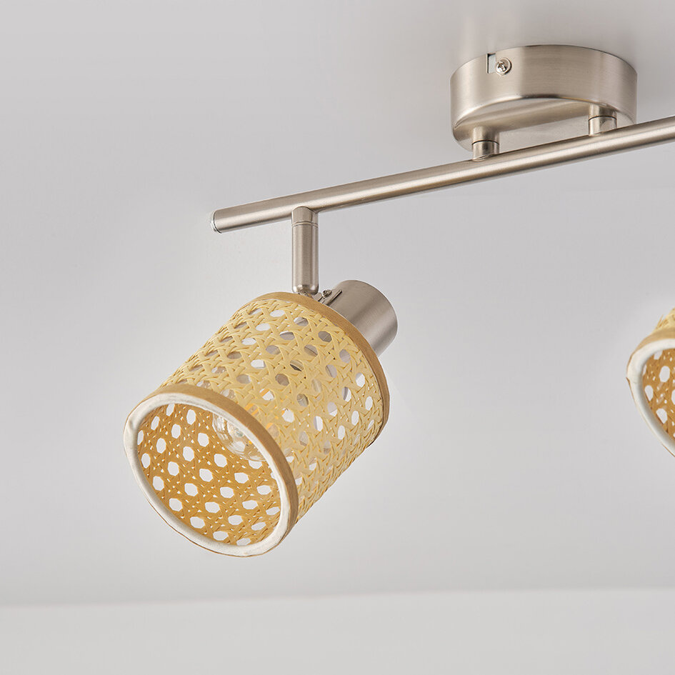 Plafonnier en rotin tressé, 2 lumières - Ferro