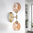 Wandlamp goud met amber glas - Larissa