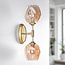 Wandlamp goud met amber glas - Larissa
