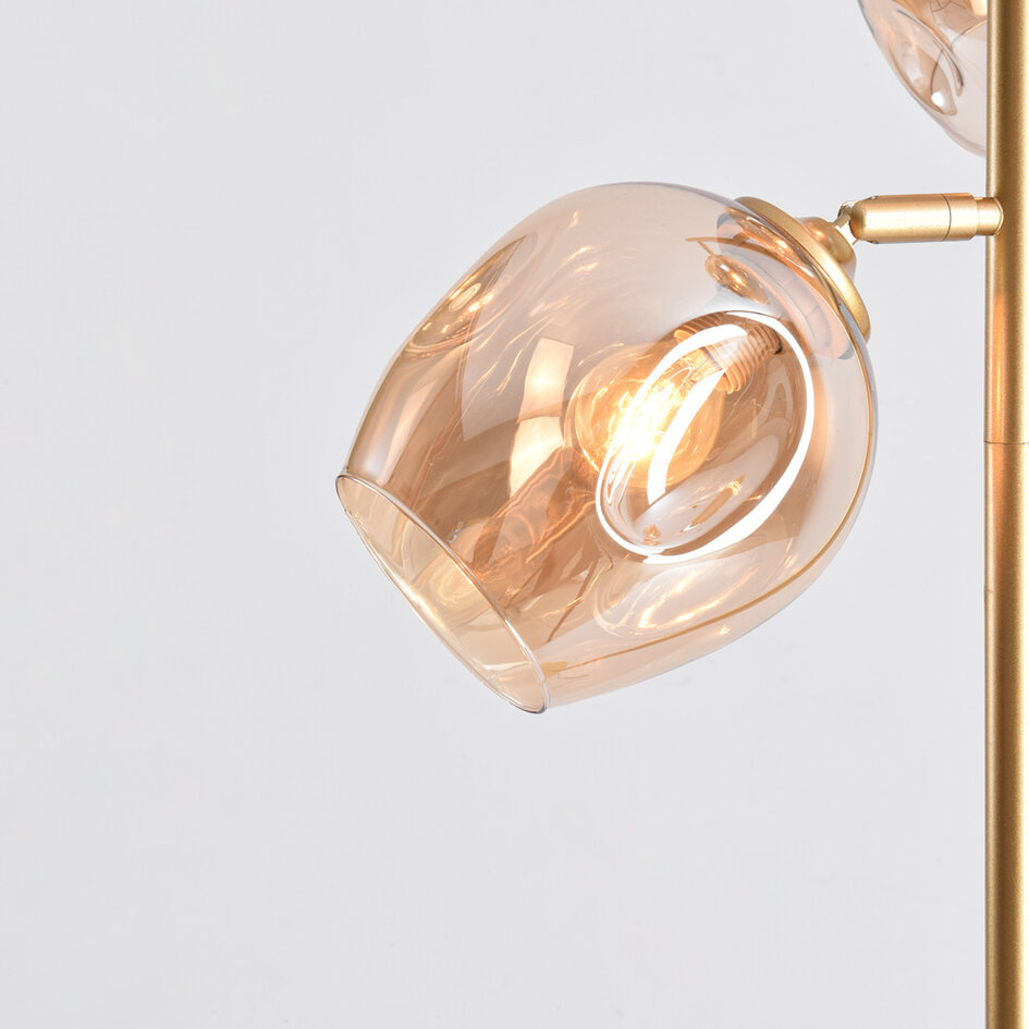 Staande lamp goud met amber glas - Melissa