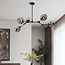 Suspension design 5 lumières en noir avec verre fumé - Thalia