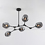 Suspension design 5 lumières en noir avec verre fumé - Thalia