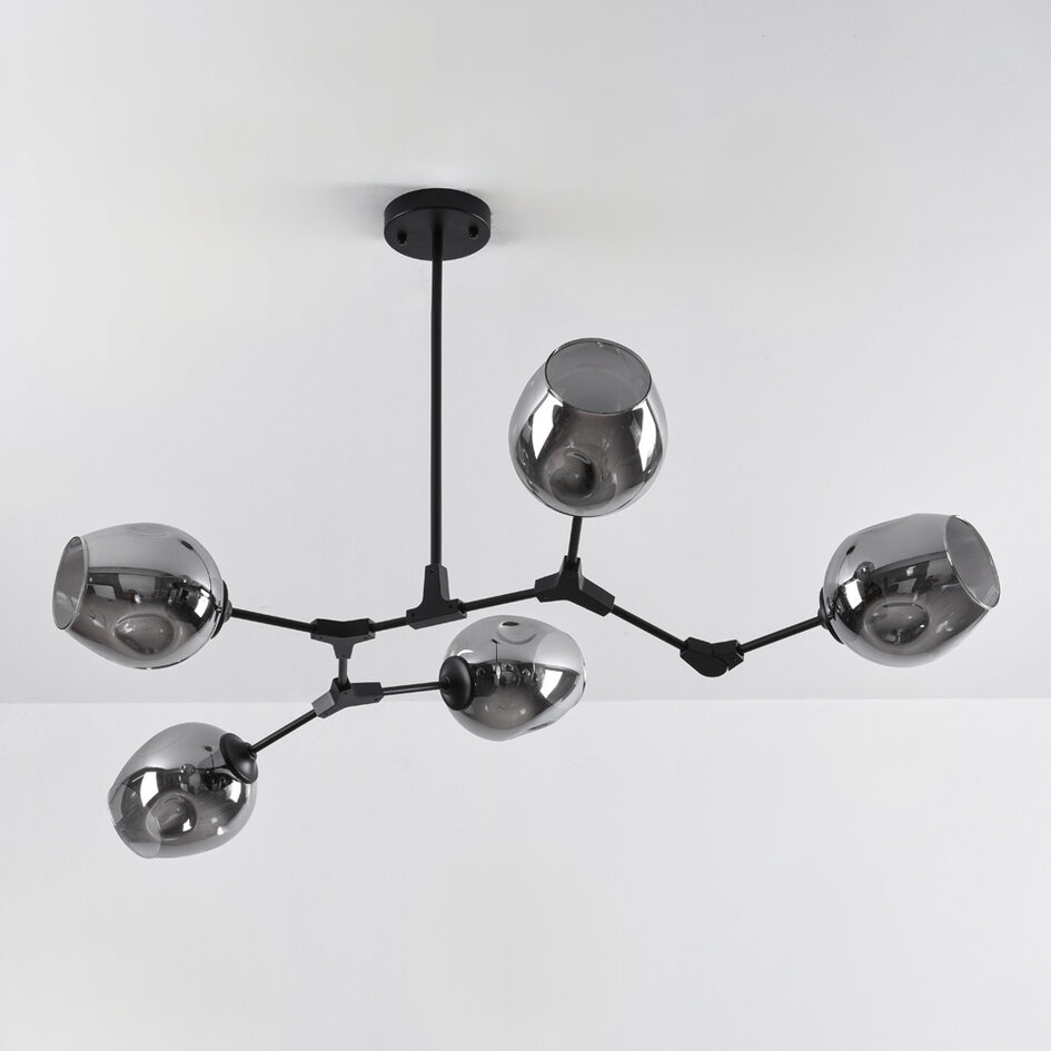 5-lichts zwart met rookglas - Thalia