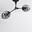 Suspension design 5 lumières en noir avec verre fumé - Thalia