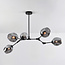 Suspension design 5 lumières en noir avec verre fumé - Thalia