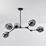Suspension design 5 lumières en noir avec verre fumé - Thalia