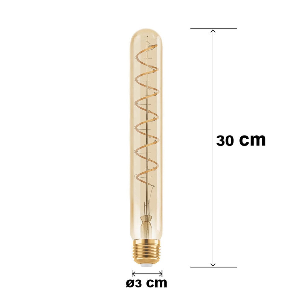 Ampoule tube LED E27 dimmable, spirale ambrée, 30 cm