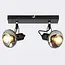 Plafondlamp Seppe 2-lichts met smoke grijs glas - zwart
