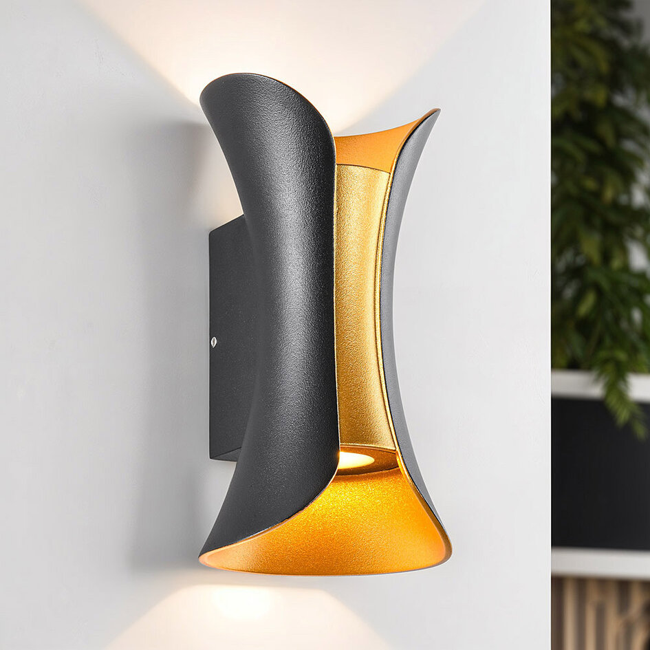 Wandlamp voor buiten Else - zwart met goud