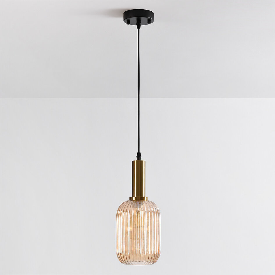 Suspension Sita en verre nervuré allongé