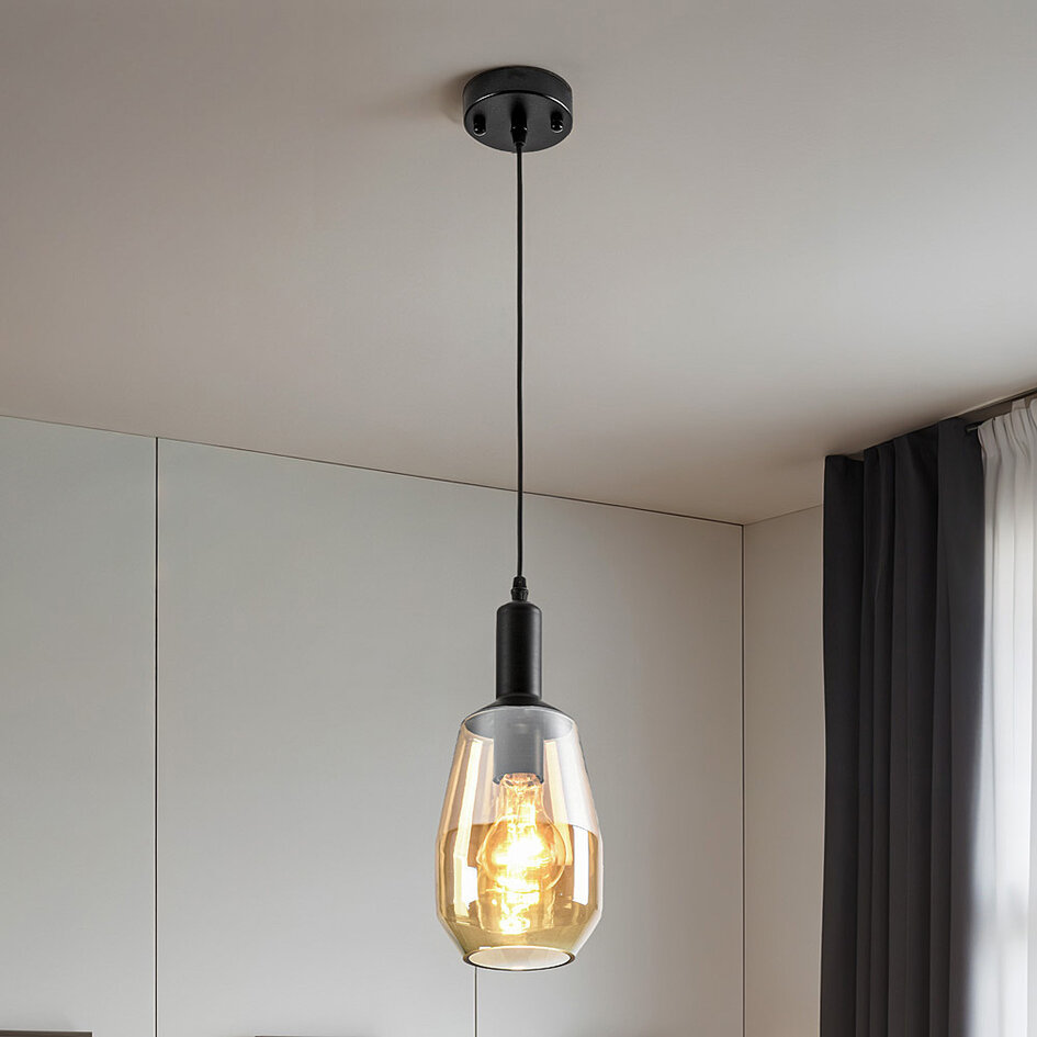 1-lichts hanglamp Mala - langwerpig glas