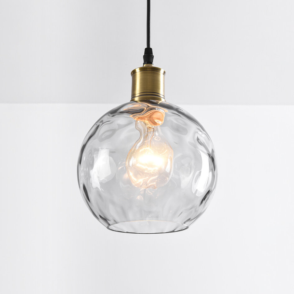 Suspension à 1 lumière - Lotte - Verre fumé bombé