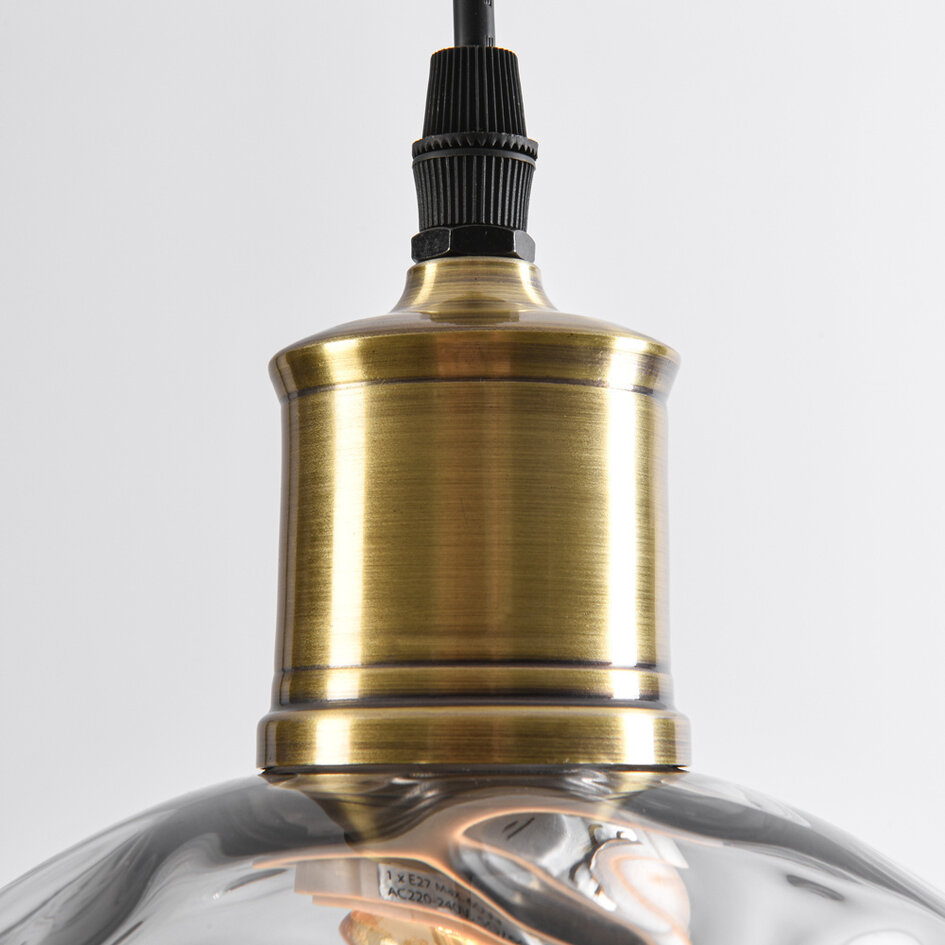 1-lichts hanglamp Lotte - smoke glas met bolling