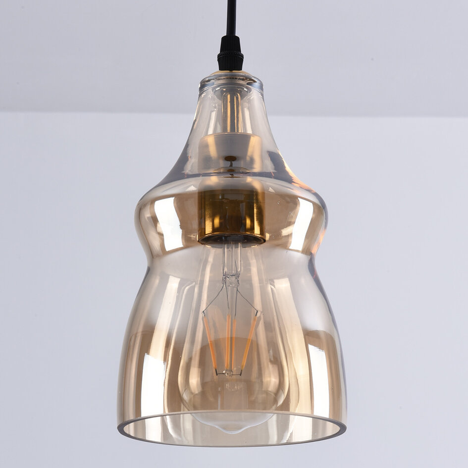 1-lichts hanglamp Trinidad met amber glas - variant 2