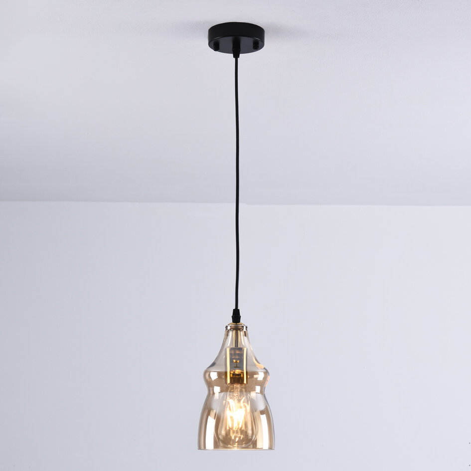 1-lichts hanglamp Trinidad met amber glas - variant 2
