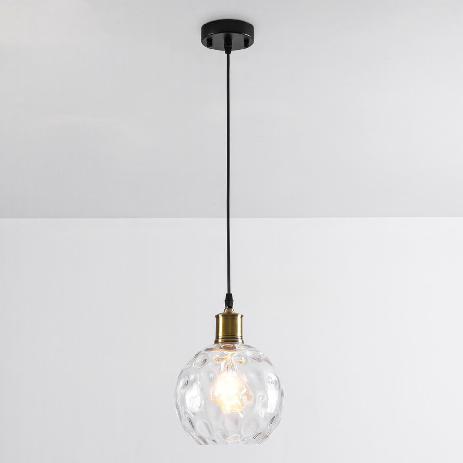 1-lichts hanglamp Verona transparant - rond glas bolling