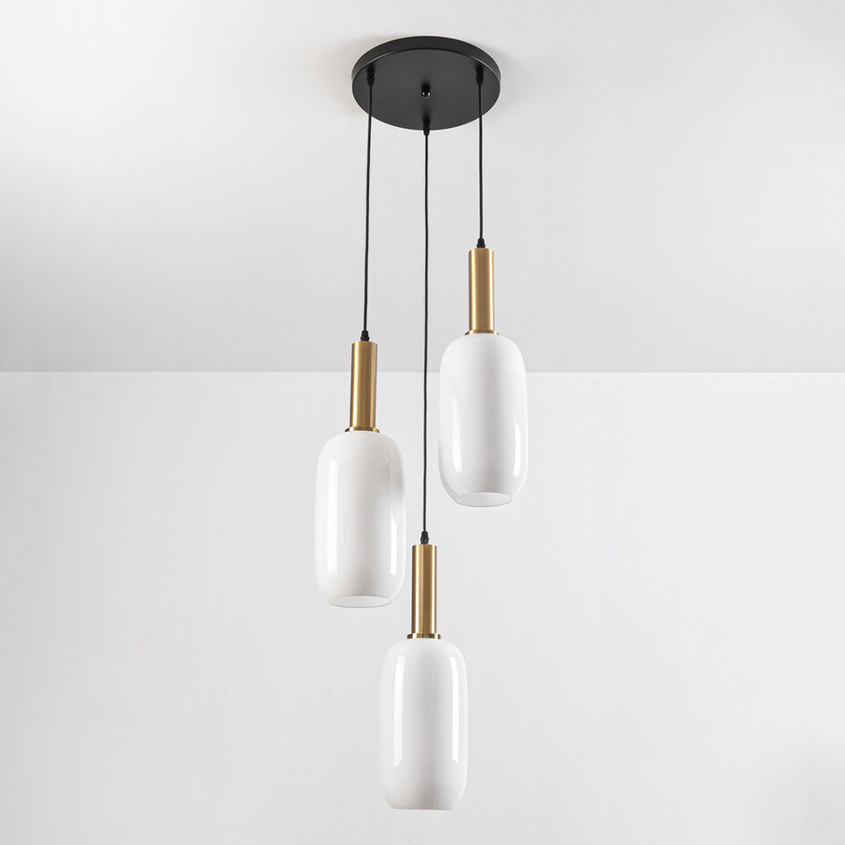 Hanglamp Dayley met melkwit glas, 3-lichts
