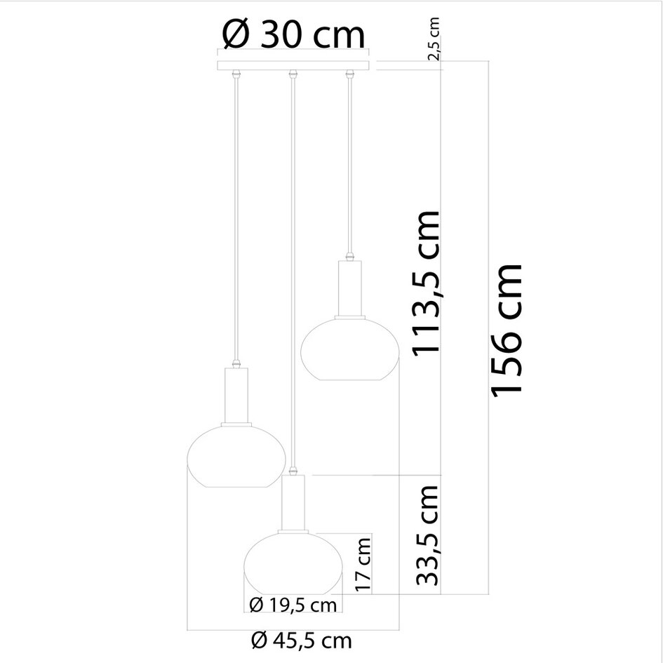 Hanglamp Aiden met melkwit glas, 3-lichts