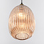 Hanglamp Erin van geribbeld amber glas, 3-lichts
