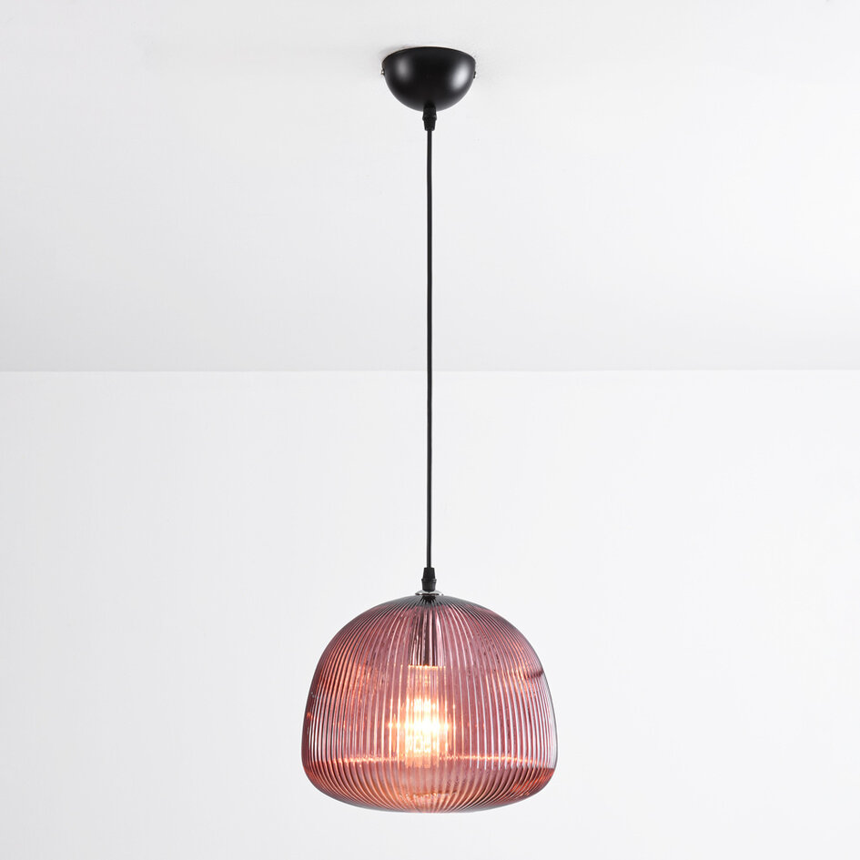 Lampe suspendue Molly en verre strié