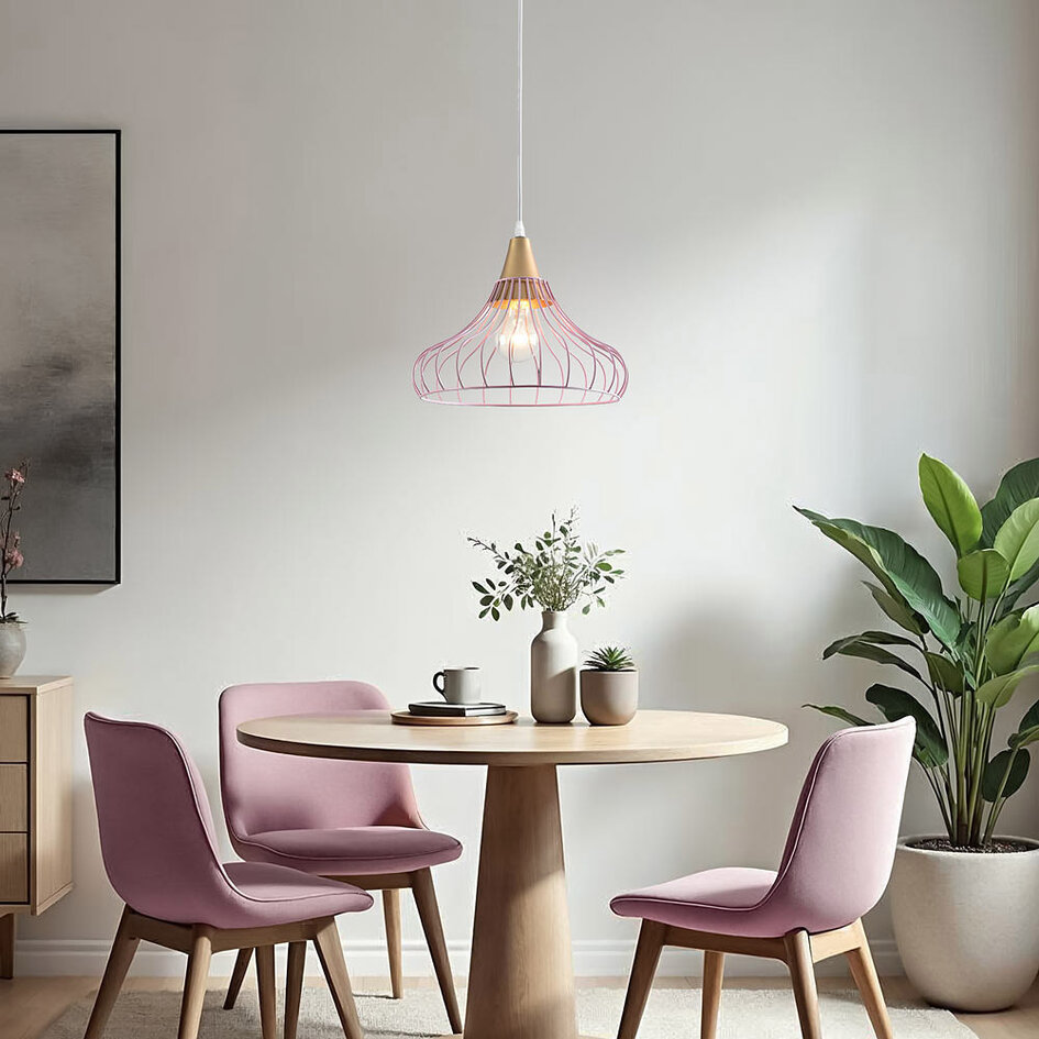 Lampe suspendue en fer Maya avec détails dorés