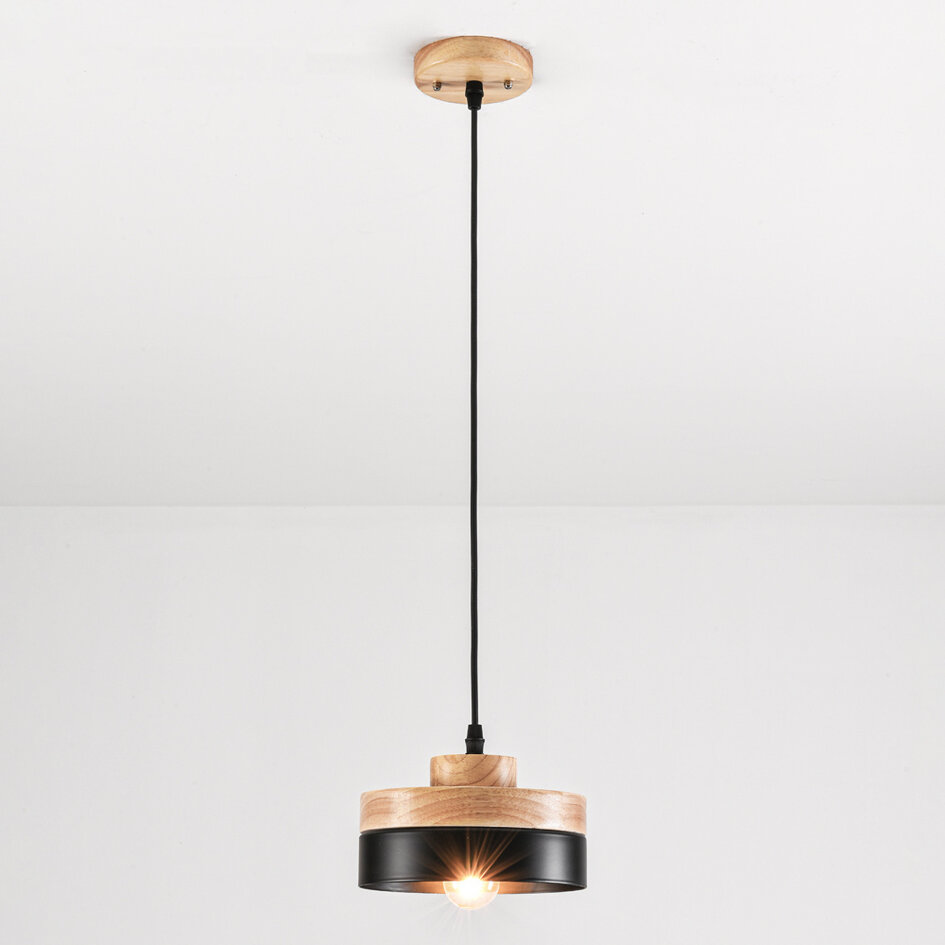 Suspension en bois avec bordure métallique - Evie