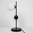 Lampe de table 2 lumières avec verre blanc laiteux et cadre noir - Ethan