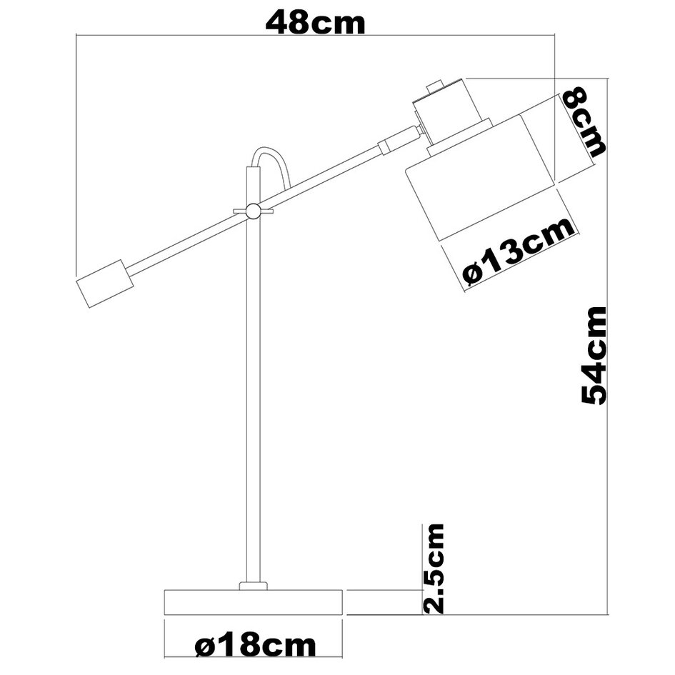 Lampe de table inclinable noire avec détails dorés - Rhys