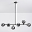Design plafondlamp zwart met smoke glas, 6-lichts - Aster
