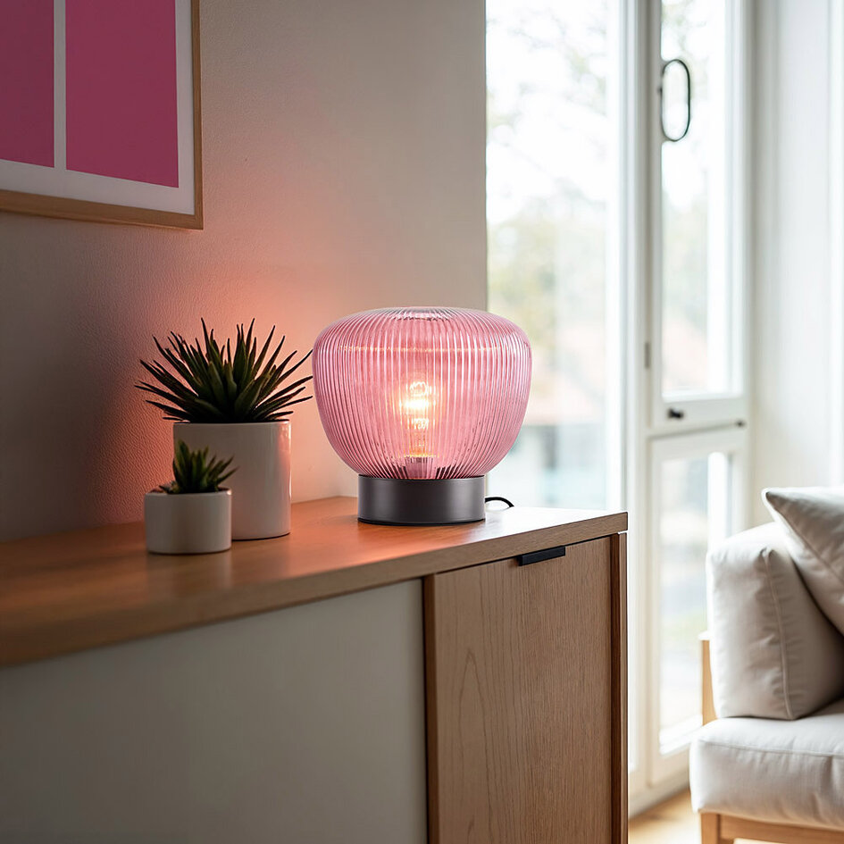 Lampe de table avec verre strié - Inez