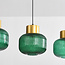 Suspension Inya 3 lumières en verre vert - vert et doré