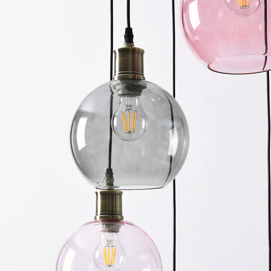 Hanglamp 7-lichts met gekleurd glas - Liya