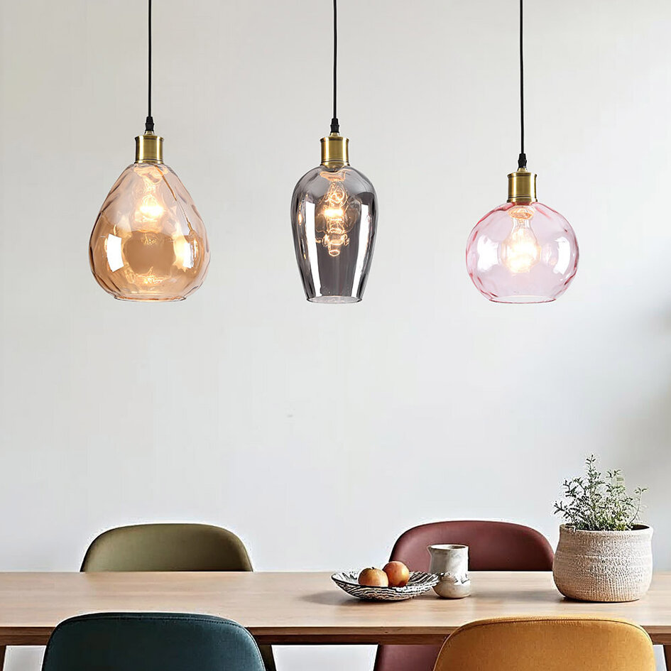 Suspension en verre de différentes couleurs et détail convexe - Vanessa