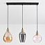 Suspension Vanessa 3 lumières en verre bombé - ambre, gris clair et rosé