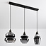 Suspension Sofie 3 lumières en verre fumé - noir