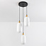 Suspension Laura 3 lumières en verre opalin - noir et or