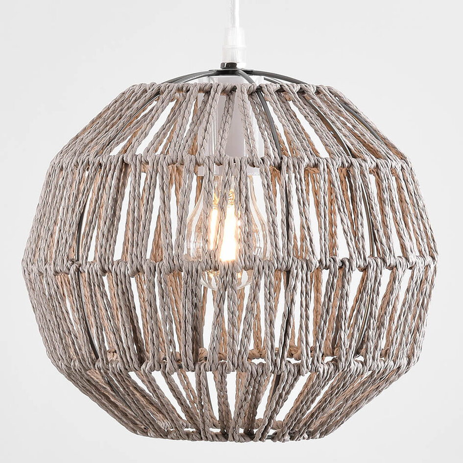Boho chic hanglamp Haora in lichtbruin henneptouw