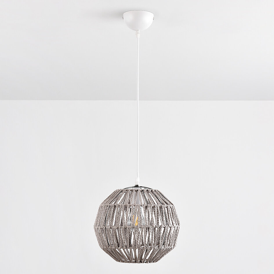 Suspension boho chic Haora en corde de chanvre brun clair