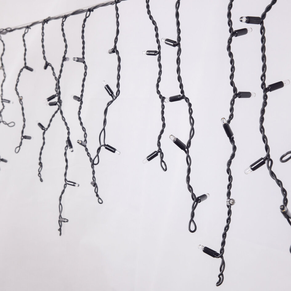 Guirlandes stalactite connectables | à partir de 3 mètres | 114 LEDs | blanc chaud avec clignotement | caoutchouc