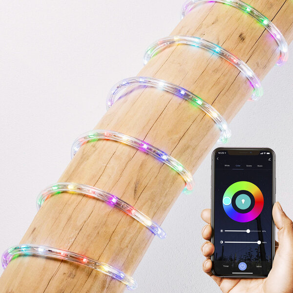 Tube lumineux RVB de 10 m, câble d'alimentation de 1,5 m et application TUYA