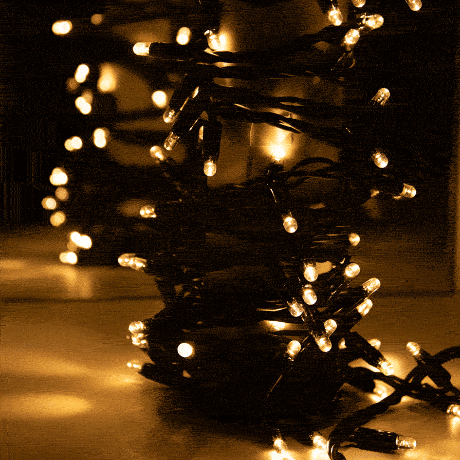 Guirlande de Noël raccordable | blanc chaud scintillant | 10 m, 100 LED | caoutchouc