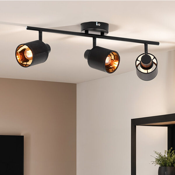 Plafondlamp Finley met 3 verstelbare spots - zwart