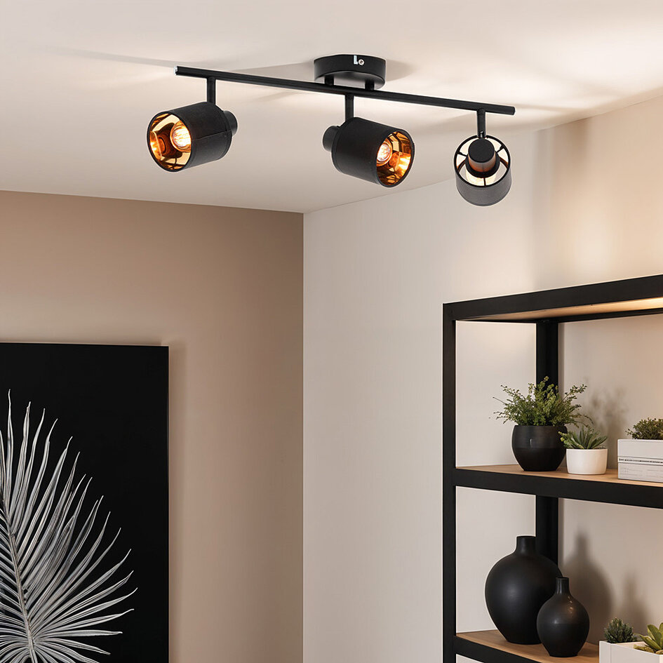 Plafonnier intérieur noir à 3 lumières - Finley