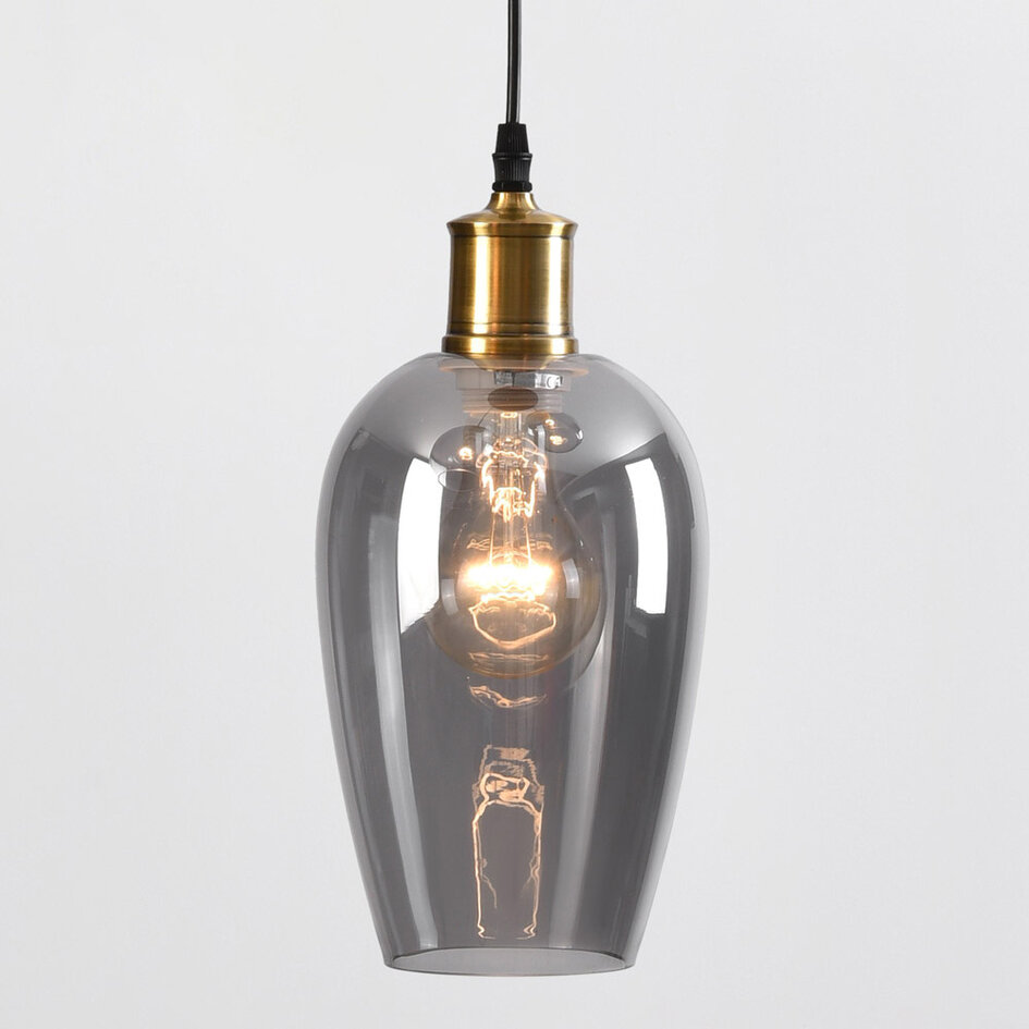 Lampe suspendue verre fumé aspect lisse 3-lumières - Verona