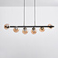 Suspension design 6 lumières Guadeloupe - noir et verre ambré